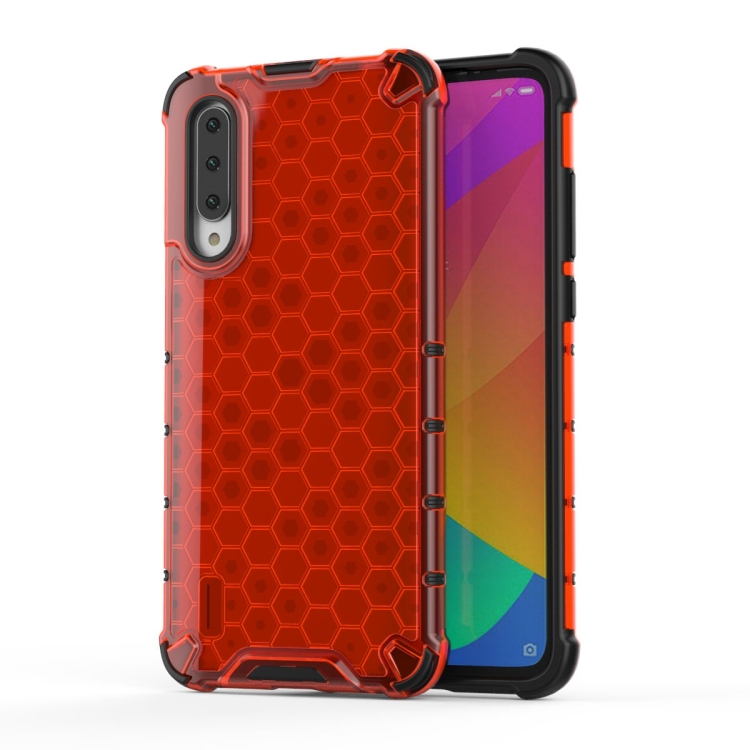 

For Xiaomi Mi CC9e / A3 Shockproof Honeycomb PC + TPU Case (Red)