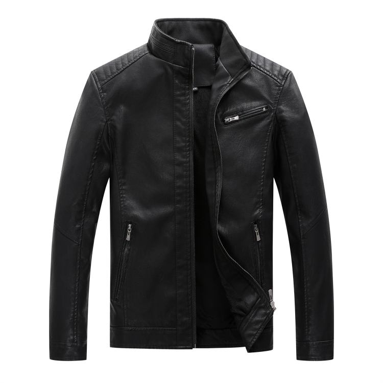 SUNSKY - Chaqueta de cuero PU informal con cuello alto sin hierro para  hombre (Color: Negro Tamaño: 5XL)