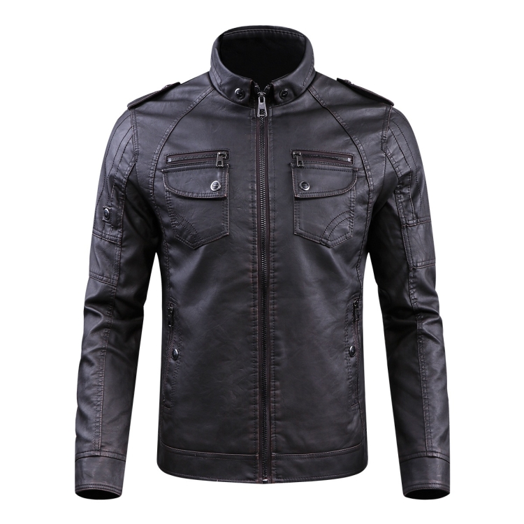 

Men Plus Velvet Loose Leather Jacket Coat (Color:Coffee Size:M)