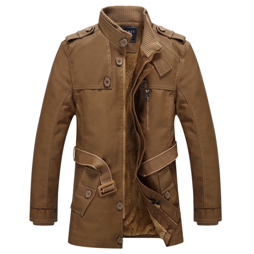 

Men Long Style Leather Jacket Coat (Color:Khaki Size:XXXXL)