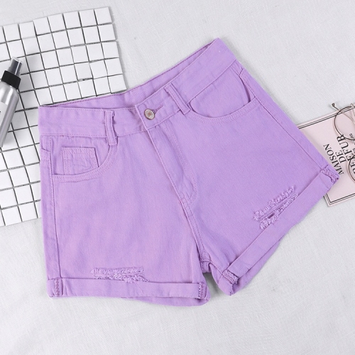 7 Colors 100% Cotton 2023 Summer Denim Roll Up Shorts Women Loose Wide High  Waist Shorts Jeans Ladies Casual Purple Lilac Shorts - AliExpress