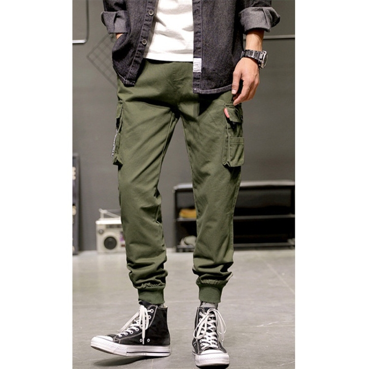 Pantalones cargo sueltos Pantalones casuales Pantalones delgados Piernas  cerradas (Color: Verde militar Talla: XXL)