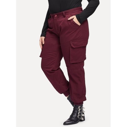 Pantalones casuales de gran para mujer de moda (Color: vino XXL)