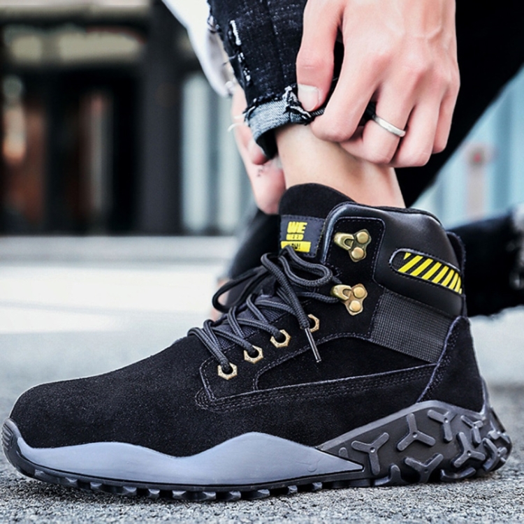 

Jiefu Light And Breathable Steel Head Anti Smashing, Anti Piercing, Anti Slip And Waterproof Safety Shoes (Color:High Top Black Size:38)