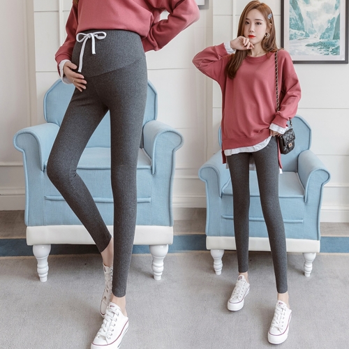 Autumn Leggings Wear Fashionable Trendy Mother Threaded Pants (Color:Dark  Gray Size:L)