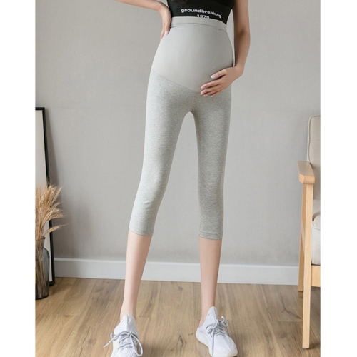 

Summer thin maternity yoga sweatpants bottoming nine-point pants for outer wear (Color:Light Gray Size:M)