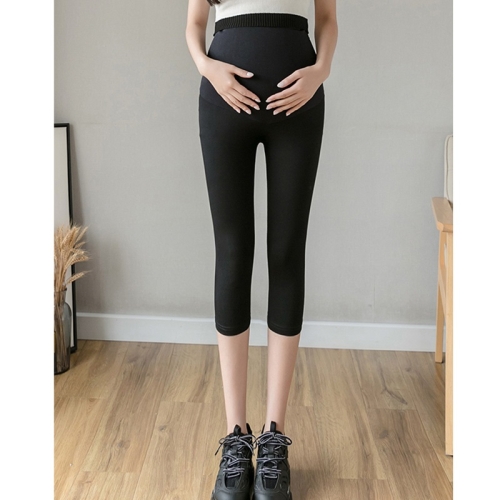 

Summer thin maternity yoga sweatpants bottoming nine-point pants for outer wear (Color:Black Size:L)