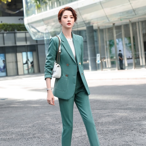 Business Wear Fashion Casual Suit Work Clothes Suit Style Coat Pants Color Green Size XXXXXL