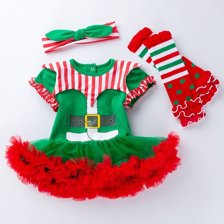 Jupe Tutu Bebe A Manches Courtes Pour Bebe De Noel Couleur Vert Taille 80