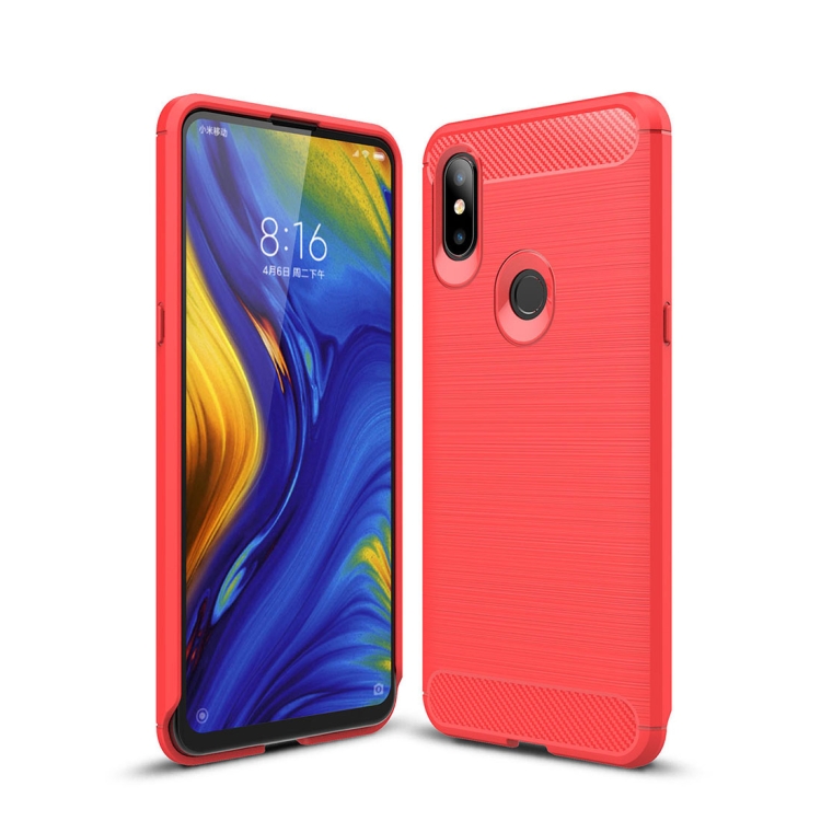 

Carbon Fiber Texture TPU Shockproof Case For Xiaomi Mix 3 (Red)