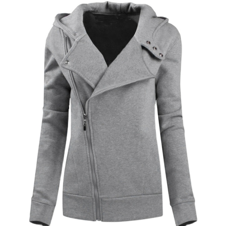 Suéter con capucha delgado de moda para mujer (Color: Gris Talla: XL)