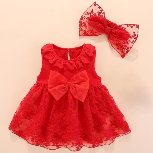 

Toddler Girl Dress Group with Bowknot (Color:Red Size:73-80)