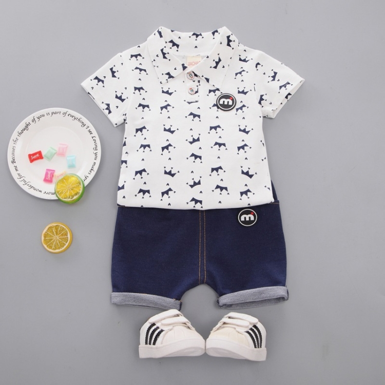 

Childrens Two-piece Summer Crown Shirt For Boys (Color:White Size:100)