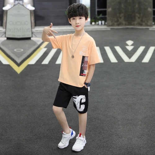 Two-piece Summer Childrens Loose Short-sleeved Casual Pants (Color