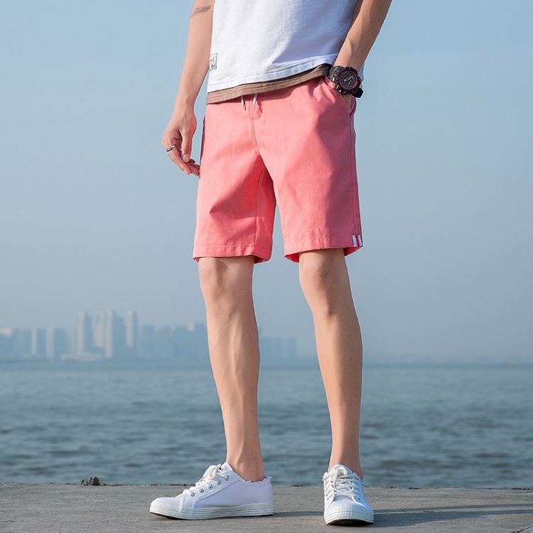 

Summer Loose Casual Patch Cloth Quick-drying Shorts Polyester Drawstring Beach Shorts for Men (Color:Watermelon Red Size:XXL)