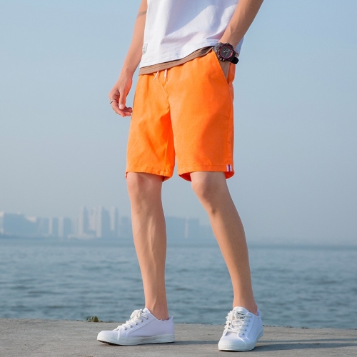 

Summer Loose Casual Patch Cloth Quick-drying Shorts Polyester Drawstring Beach Shorts for Men (Color:Orange Red Size:XXXXXL)