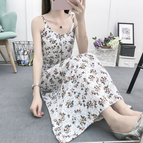 

Floral Cotton Silk Long Skirt Slim Suspender Skirt (Color:4 Size:S)