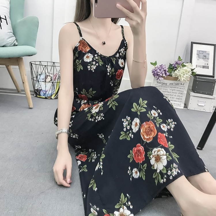 

Floral Cotton Silk Long Skirt Slim Suspender Skirt (Color:5 Size:L)
