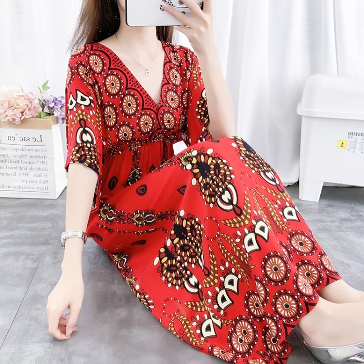 

Seaside Holiday Printed High Waist Slim Beach Skirt (Color:5 Size:XL)