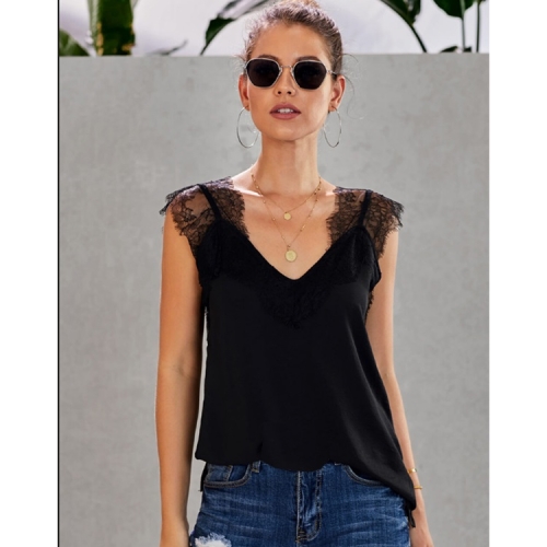 

Women Lace Panelling Tank Top