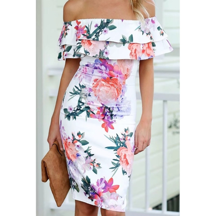 

One-shoulder Slim Printed Dress for Ladies (Color:As The Picture Shows Size:S)