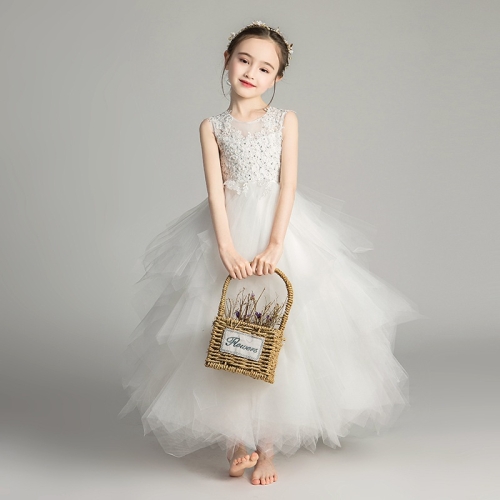 Quần áo bé gái: [20kg-24kg] Đầm công chúa cho bé hàng thiết kế cao cấp màu  trắng hoa dập nổi