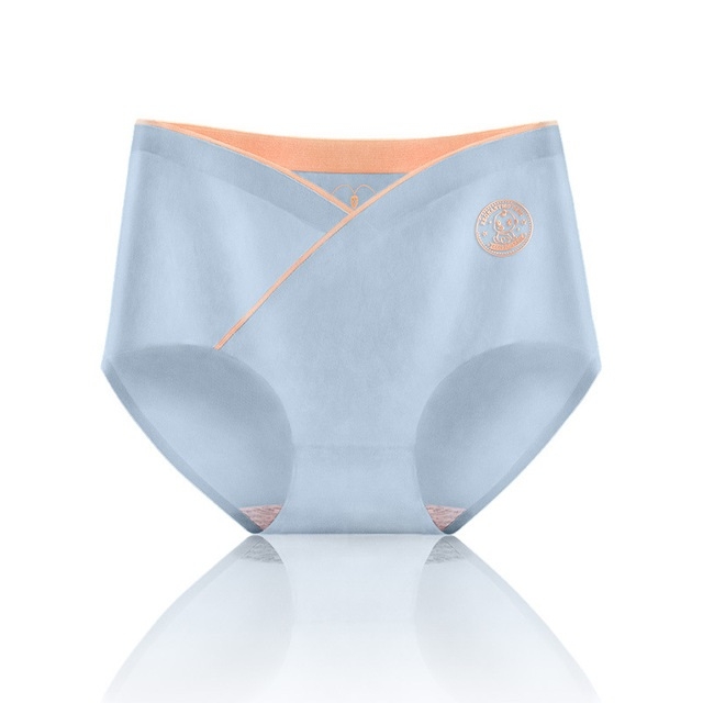 

Summer Two-color Cotton Seamless Briefs Low-waist Belly Support Pregnant Woman Panties (Color:Gray Blue Size:XL)