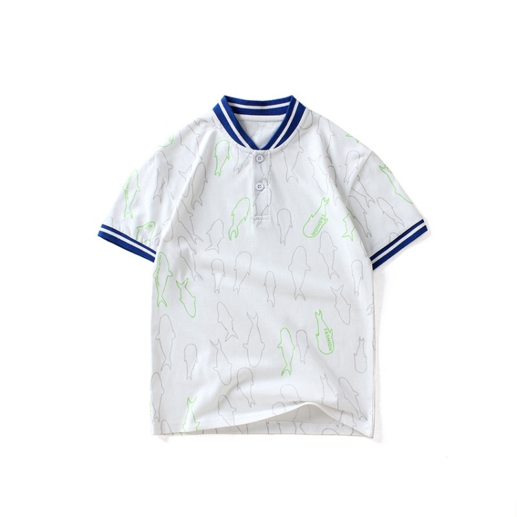 

Boys Short Sleeve T-shirt Polo Shirt (Color:White Size:120cm)