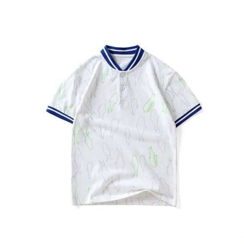 

Boys Short Sleeve T-shirt Polo Shirt (Color:White Size:130cm)