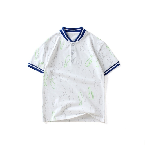 

Boys Short Sleeve T-shirt Polo Shirt (Color:White Size:140cm)