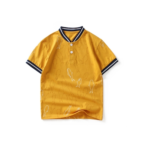 

Boys Short Sleeve T-shirt Polo Shirt (Color:Yellow Size:140cm)