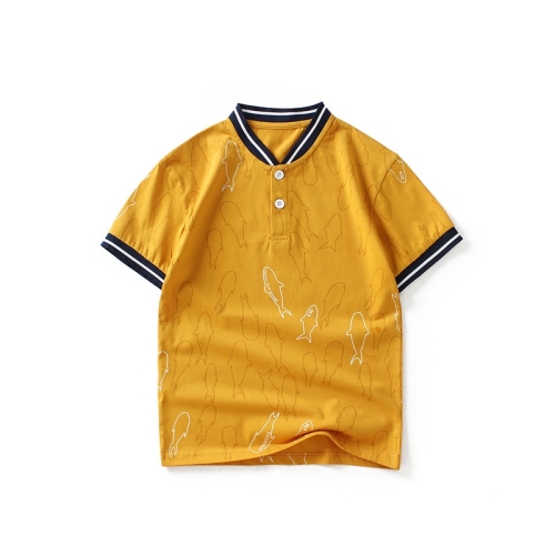 

Boys Short Sleeve T-shirt Polo Shirt (Color:Yellow Size:150cm)