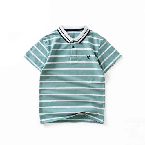 

Boys Short Sleeve T-shirt Polo Shirt (Color:Lake Green Size:130cm)