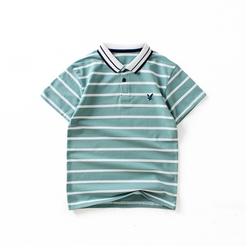 

Boys Short Sleeve T-shirt Polo Shirt (Color:Lake Green Size:140cm)