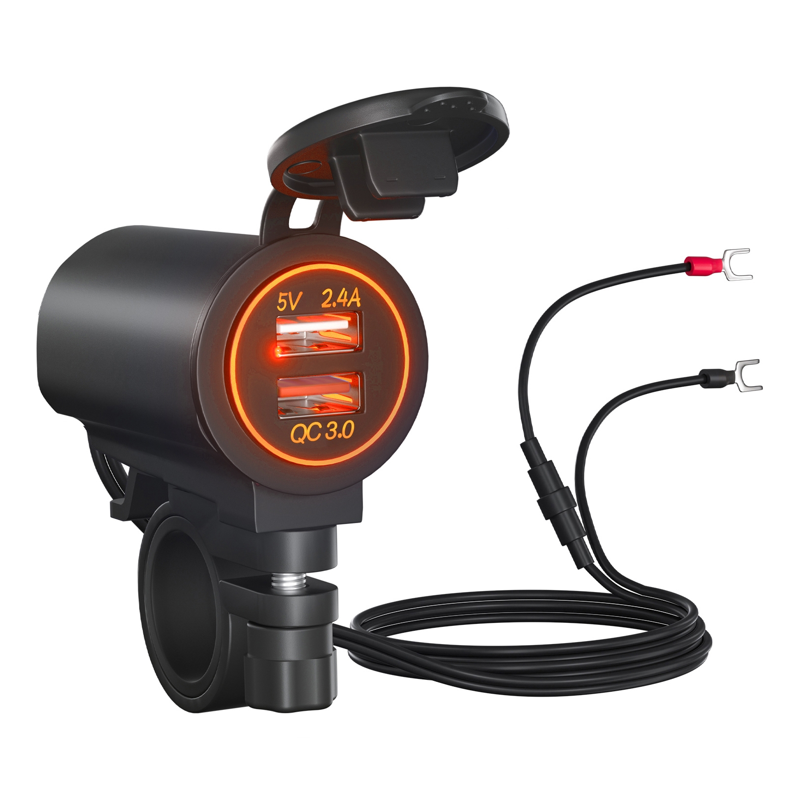 ZH-723F4 Car / Motorcycle QC3.0 Cell Phone Fast Charging Dual USB Car Charger(Orange Light) ZH-723F4 Car / Motorcycle QC3.0 Cell Phone Fast Charging Dual USB Car Charger(Orange Light)