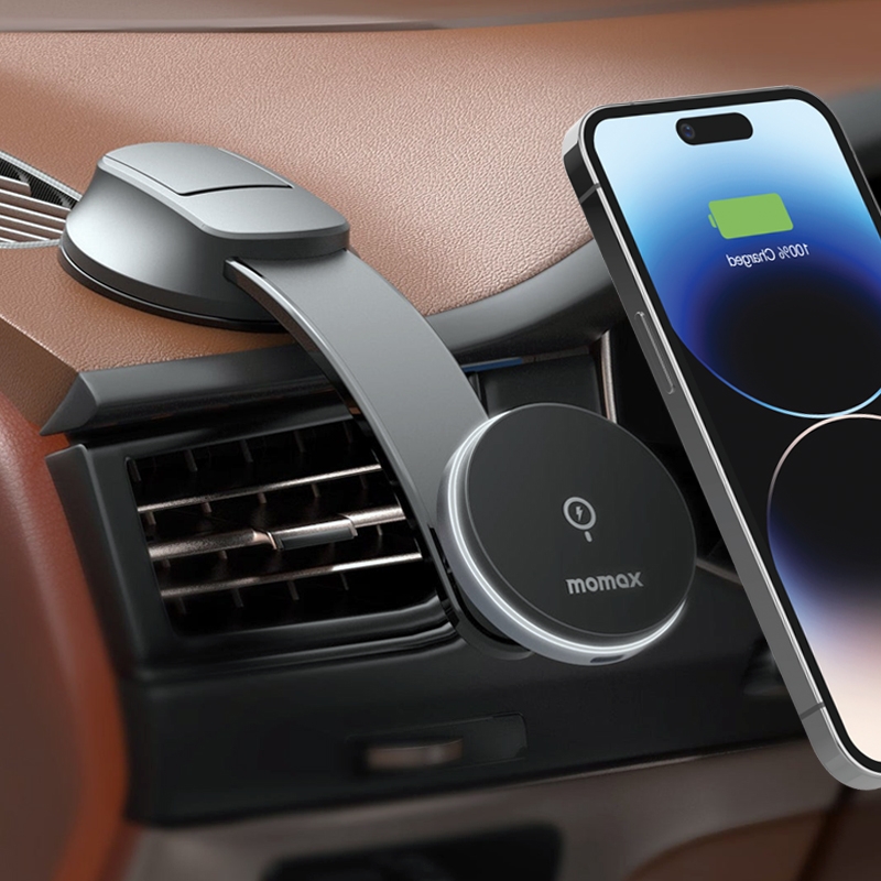 MOMAX CM25B Magnetic Wireless Charger Car Suction Cup Phone Holder MOMAX CM25B Magnetic Wireless Charger Car Suction Cup Phone Holder