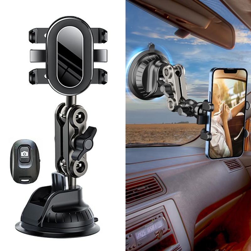 Car Universal Overhead Camera Suction Cup Phone Holder, Short Style with Bluetooth Remote Control Car Universal Overhead Camera Suction Cup Phone Holder, Short Style with Bluetooth Remote Control