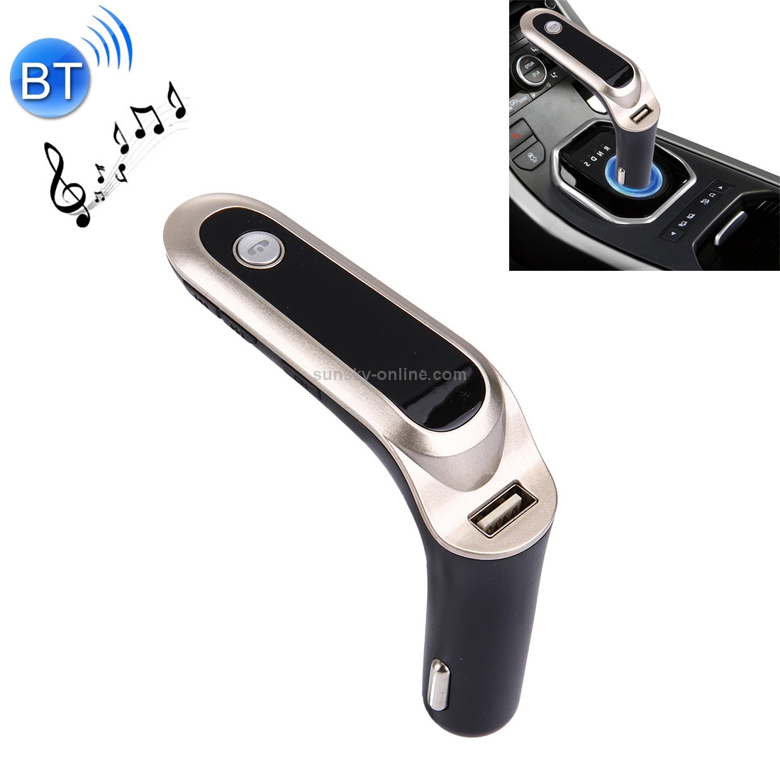 CARS7 Bluetooth Car Charger with Digital Display for Mobile Phone(Gold) CARS7 Bluetooth Car Charger with Digital Display for Mobile Phone(Gold)