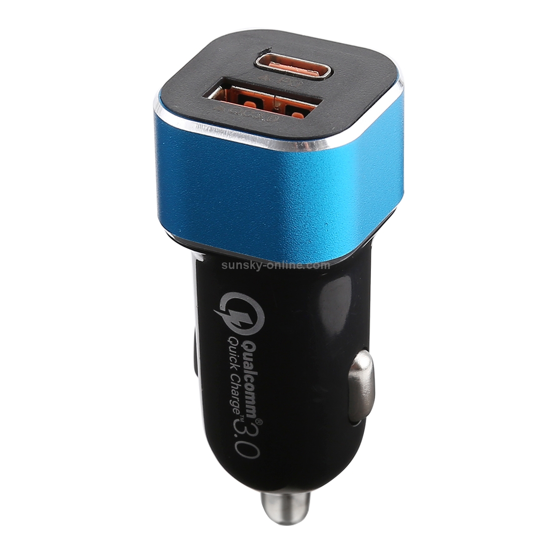 Type-C QC3.0 Dual USB Flash Car Charger(Blue) Type-C QC3.0 Dual USB Flash Car Charger(Blue)