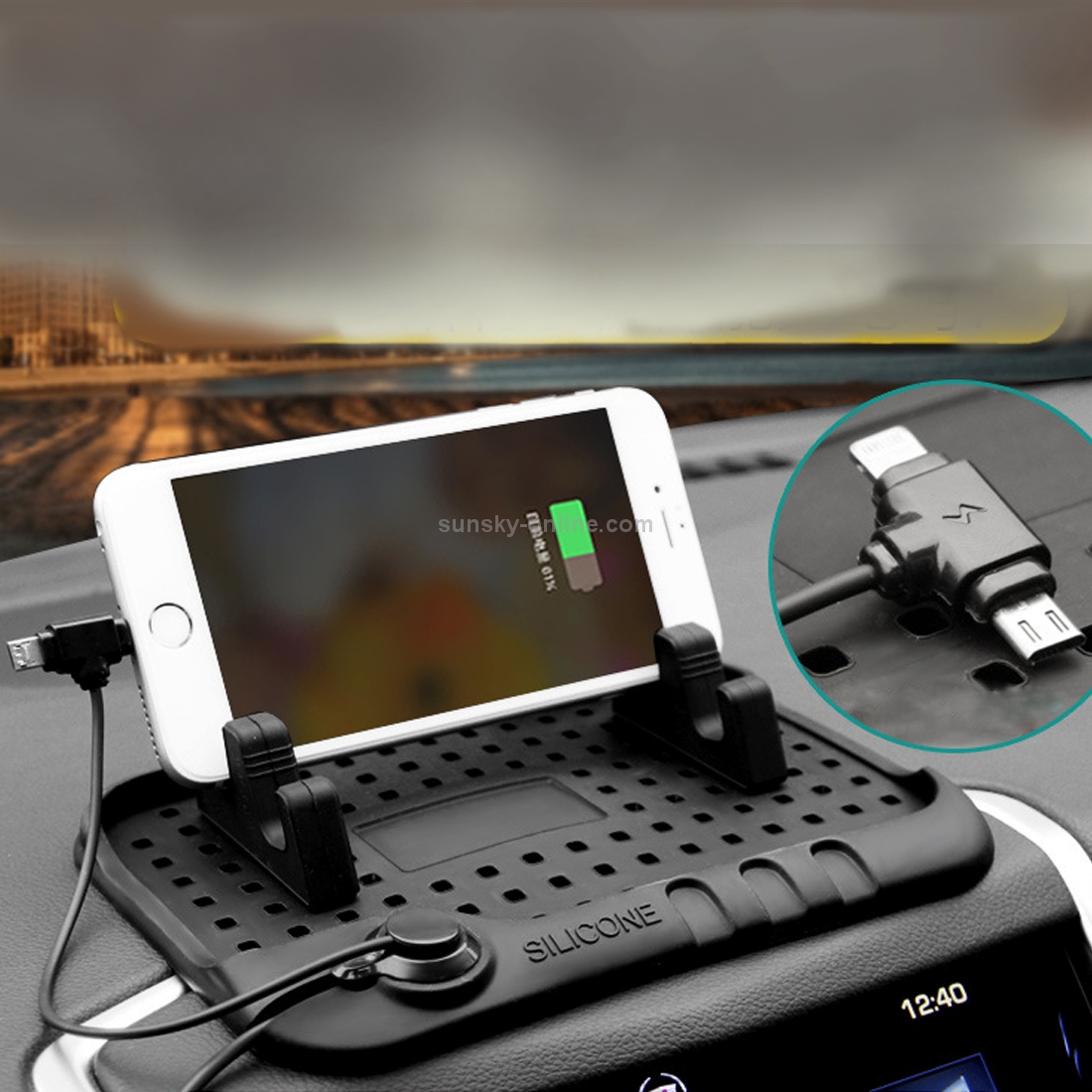 Silicone Pad Dash Mat Cell Phone Car Mount Holder Cradle Dock With 2 in 1 Charging Cable With Magnetic Adsorption Stande Silicone Pad Dash Mat Cell Phone Car Mount Holder Cradle Dock With 2 in 1 Charging Cable With Magnetic Adsorption Stande