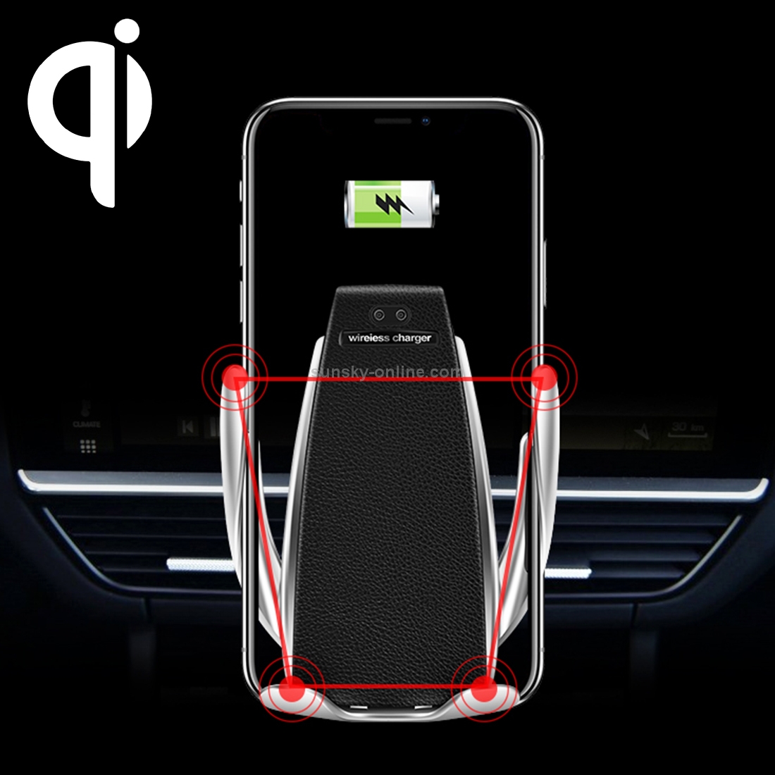 S5 Car / Household QI Standard Automatic Induction Wireless Charger Air Vent Bracket S5 Car / Household QI Standard Automatic Induction Wireless Charger Air Vent Bracket