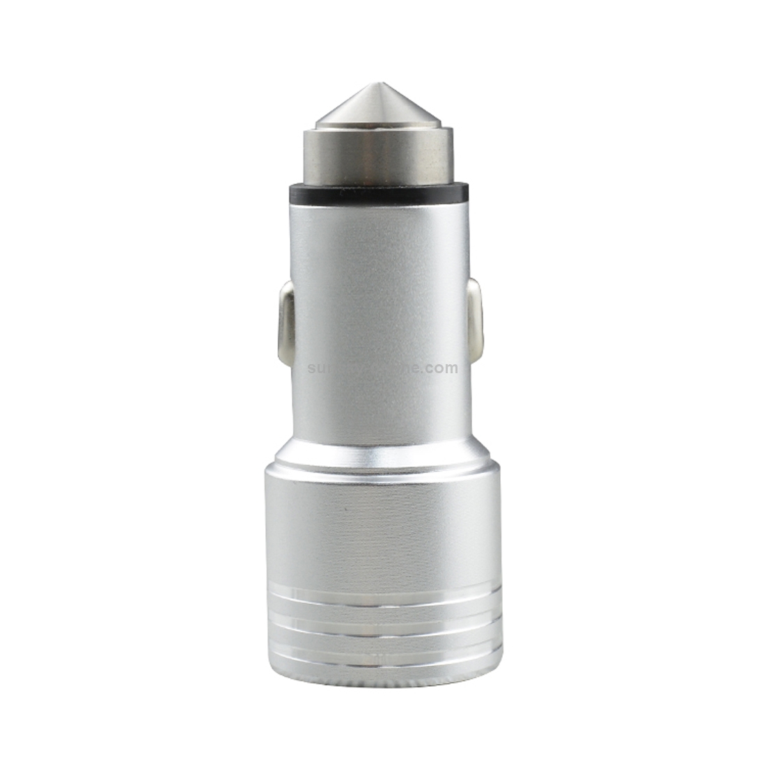 SEZU Thick Stripes Texture Aviation Aluminium 1A + 2.1A Dual USB Car Charger with Safety Hammer(Silver) SEZU Thick Stripes Texture Aviation Aluminium 1A + 2.1A Dual USB Car Charger with Safety Hammer(Silver)