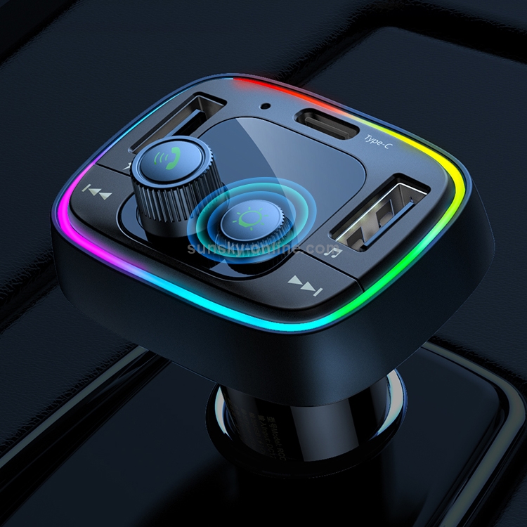 REMAX RCC230 Kezhi Series 2.4A Quick Charge Digital Display Car Charger with Colorful Atmosphere Light, Support Bluetooth Hands-free Calling & FM & U Disk / TF Card