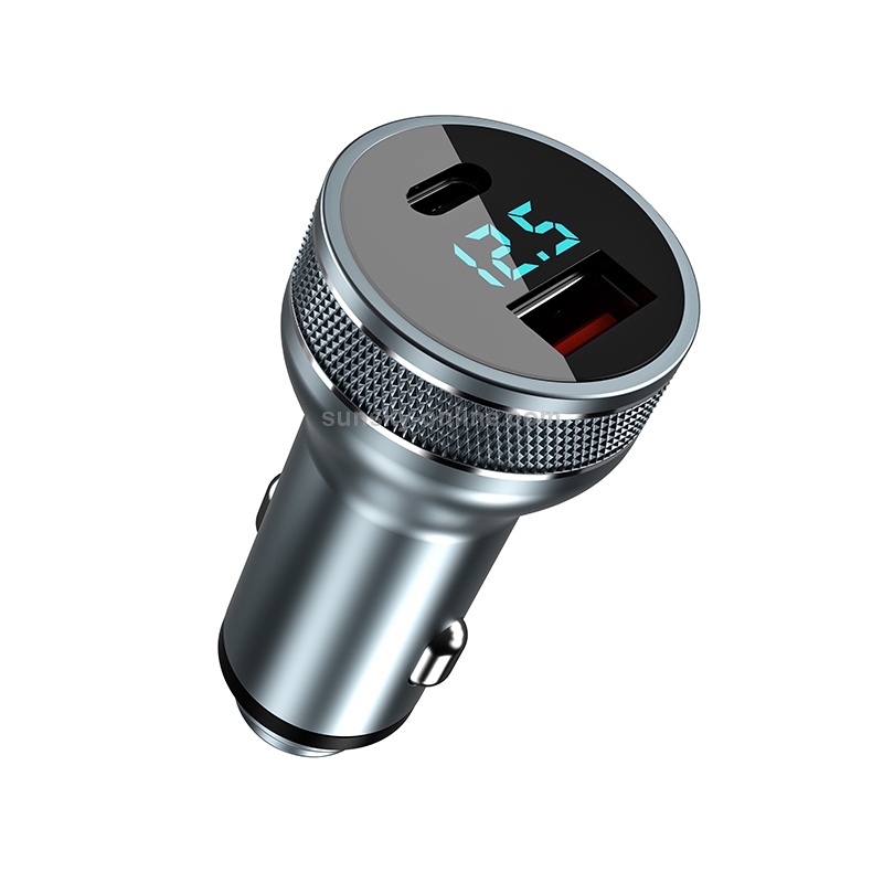 KUULAA KL-O119 36W QC3.0 USB + PD USB-C / Type-C Interface Aluminum Alloy Car Charger with Digital Display