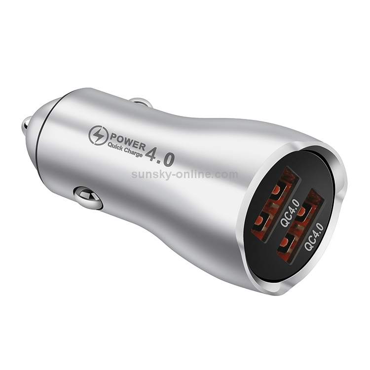 ACC-228 QC4.0 + QC4.0 45W Dual USB Metal Car Charger (Silver) ACC-228 QC4.0 + QC4.0 45W Dual USB Metal Car Charger (Silver)
