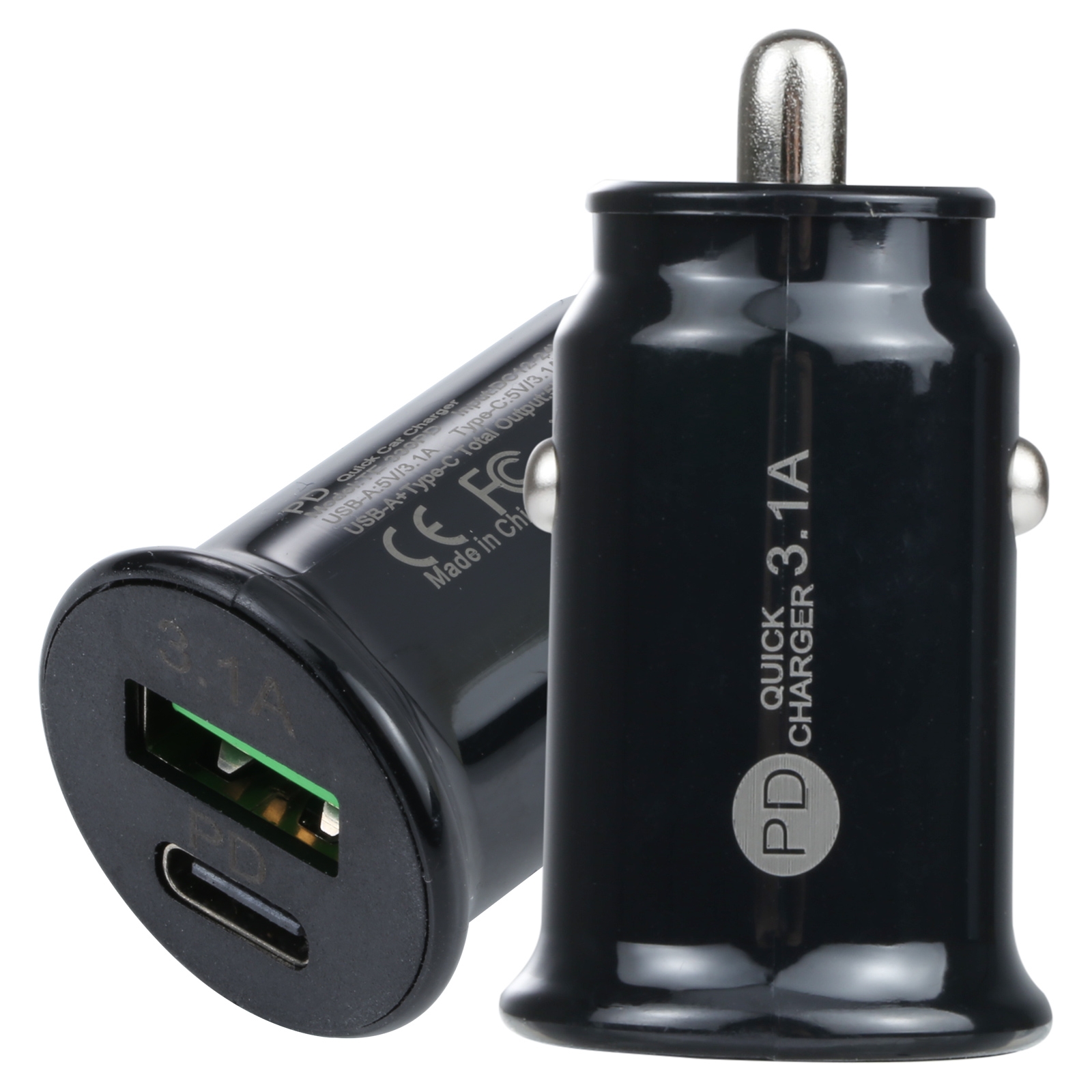 TE-339PD 3.1A PD USB-C / Type-C + USB Interface Mini Fast Charging Car Charger(Black) TE-339PD 3.1A PD USB-C / Type-C + USB Interface Mini Fast Charging Car Charger(Black)