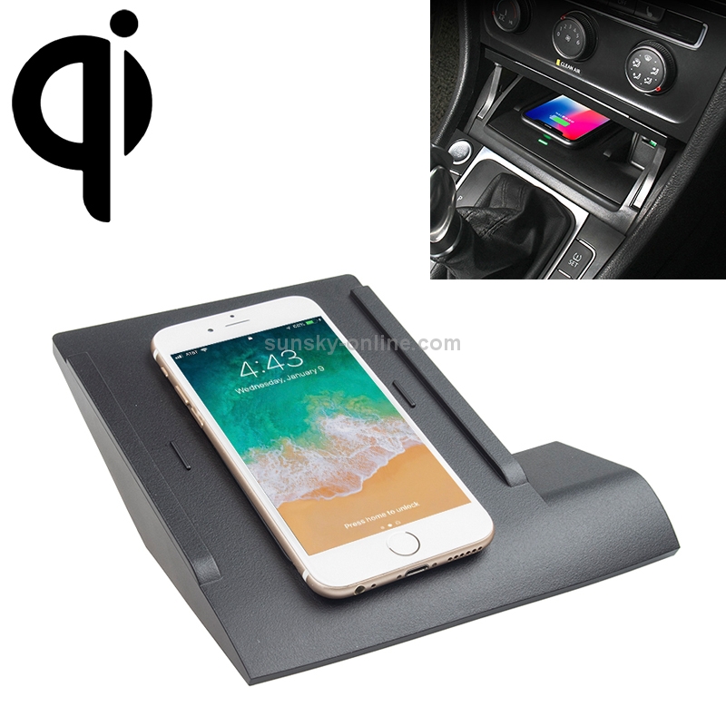 Car Qi Standard Wireless Charger 10W Quick Charging for Volkswagen Golf 7 2016-2019, Left Driving Car Qi Standard Wireless Charger 10W Quick Charging for Volkswagen Golf 7 2016-2019, Left Driving