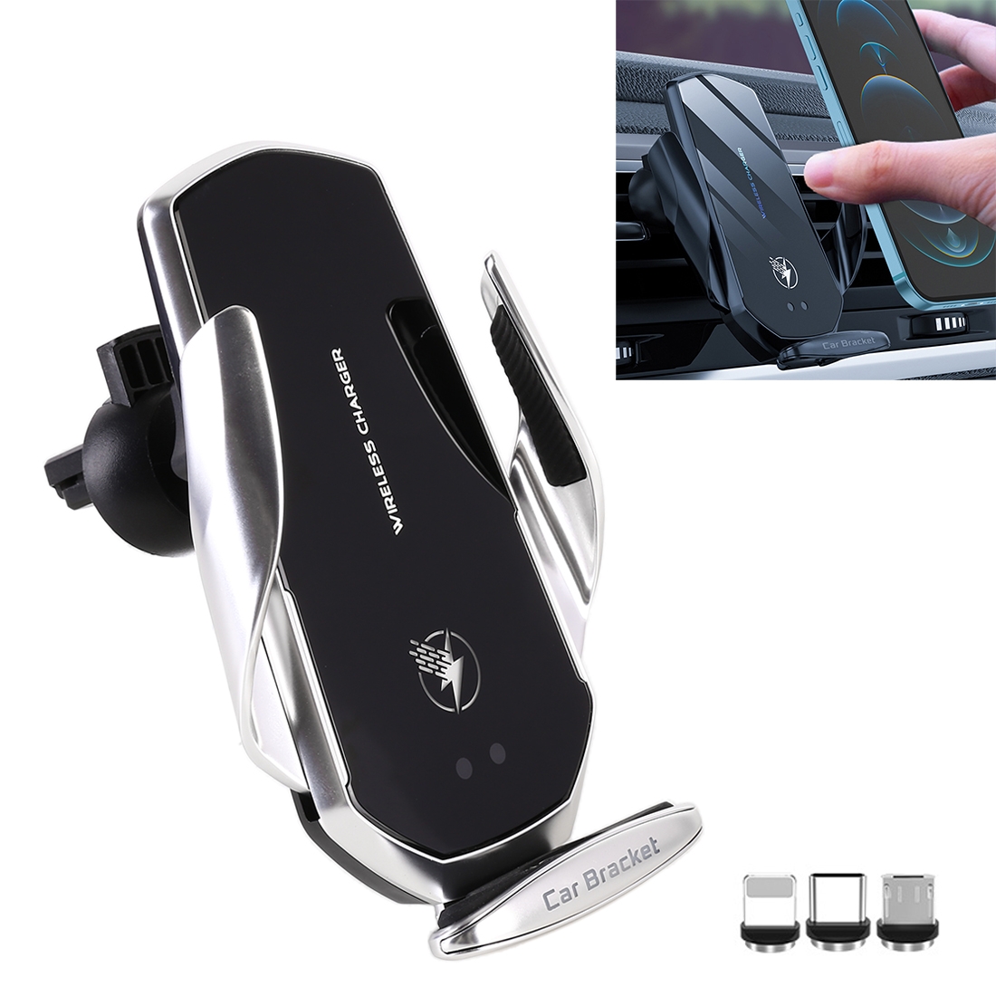 G18+ 15W Car Wireless Charger Smart Induction Air Outlet Phone Holder (Silver) G18+ 15W Car Wireless Charger Smart Induction Air Outlet Phone Holder (Silver)