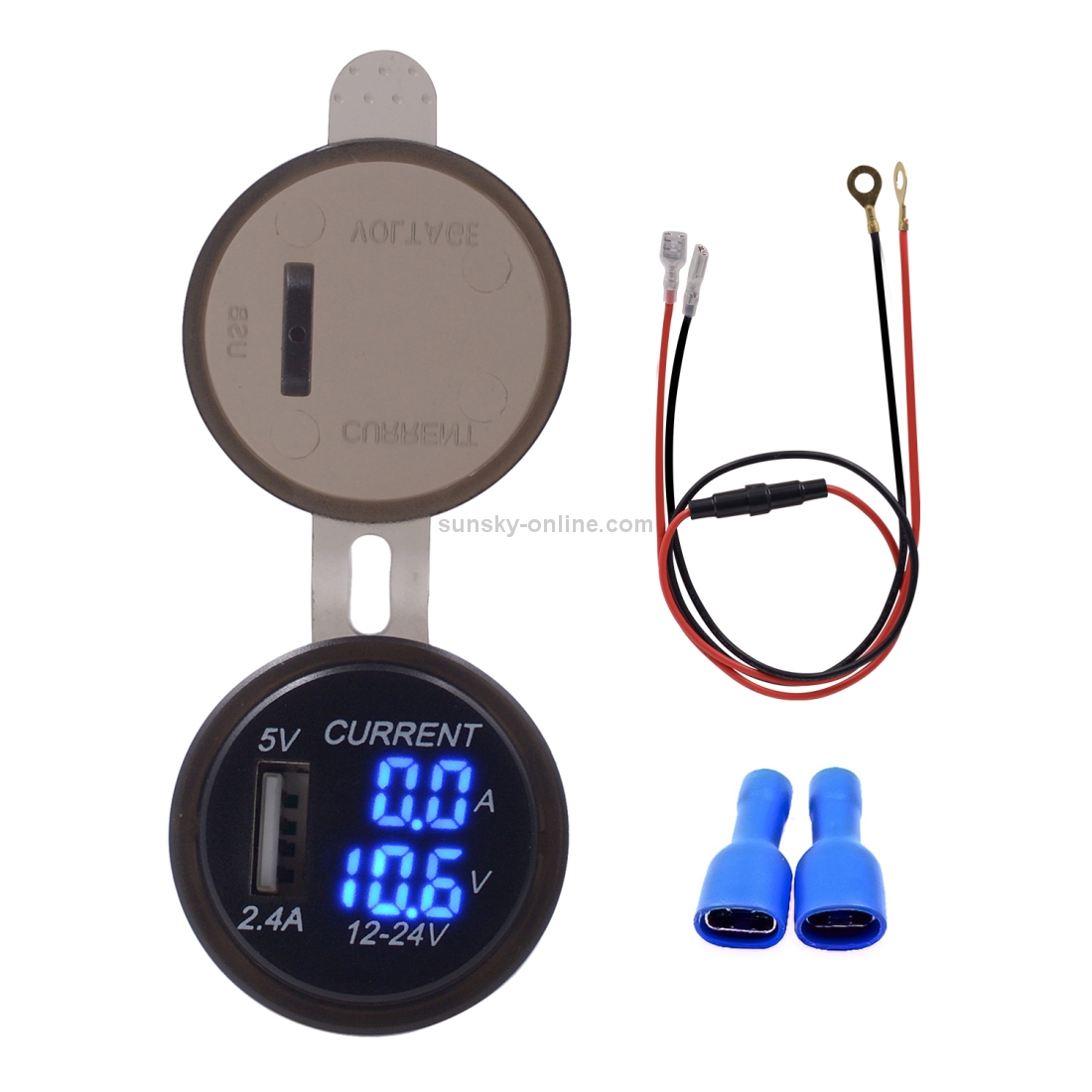 Universal Car Single Port USB Charger Power Outlet Adapter 2.4A 5V IP66 with LED Digital Voltmeter + Ammeter + 60cm Cable(Blue Light) Universal Car Single Port USB Charger Power Outlet Adapter 2.4A 5V IP66 with LED Digital Voltmeter + Ammeter + 60cm Cable(Blue Light)