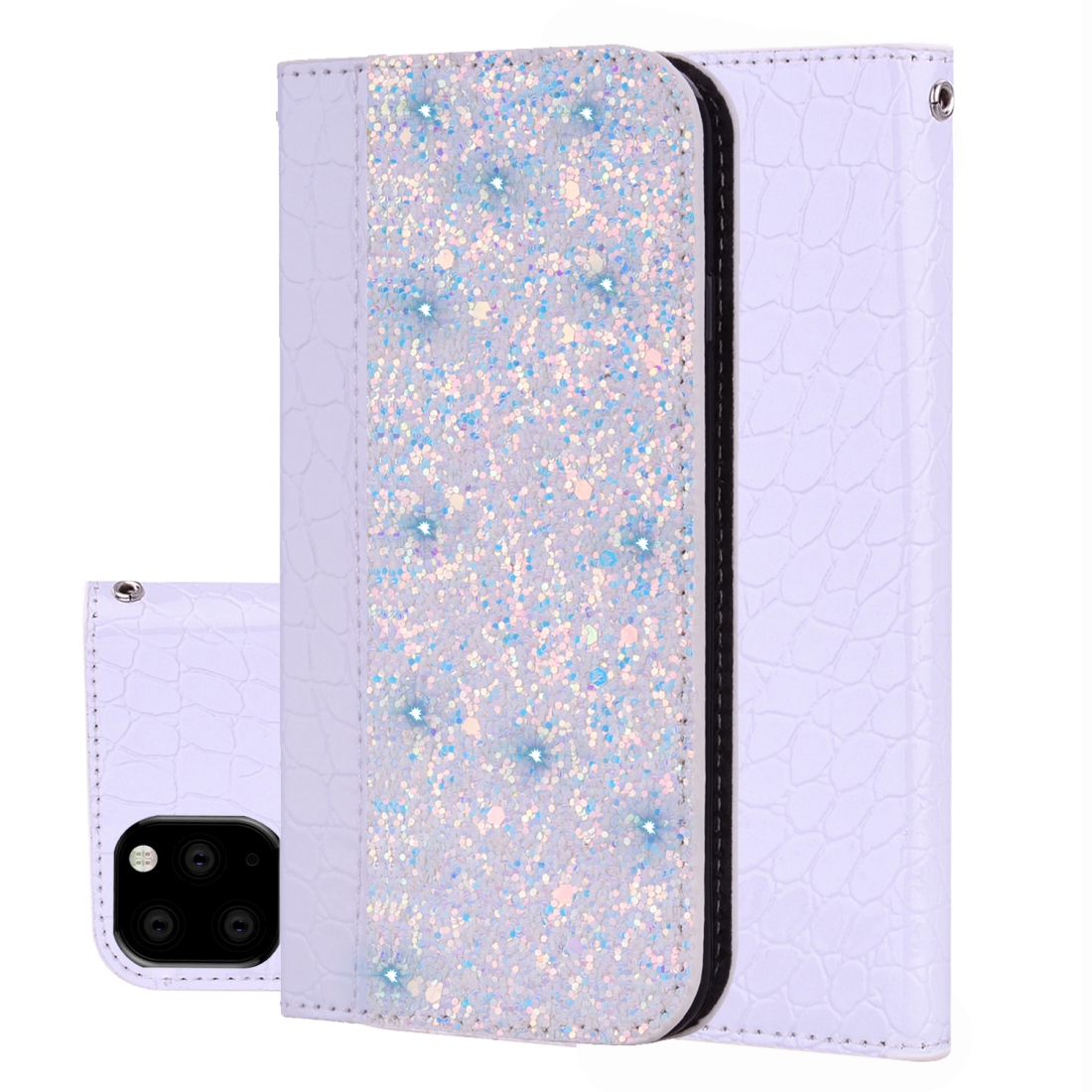 Crocodile Texture Glitter Powder Horizontal Flip Leather Case with Card Slots & Holder for iPhone 11(White) Crocodile Texture Glitter Powder Horizontal Flip Leather Case with Card Slots & Holder for iPhone 11(White)